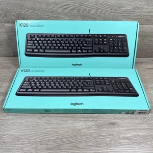 (2) Logitech K120 Ergonomic Desktop USB Wired Keyboard / 920-002478 - Picture 1 of 7