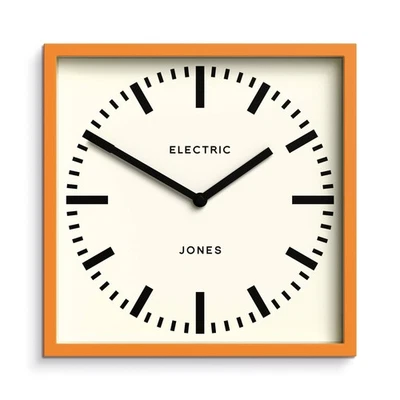 Reloj de pared ferroviario de caja de 10 pulgadas, reloj de estación cuadrado, aspecto de diseñador, naranja Foto 1 de 4