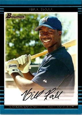 2002 Bowman Bill Hall #123 Milwaukee Brewers Baseball Card - Image 1 of 2