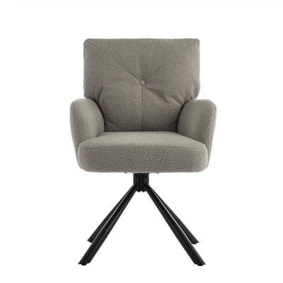 Grau Esszimmerstuhl Küchenstuhl Armlehnenstuhl Polsterstuhl Loungesessel drehbar - Bild 1 von 4