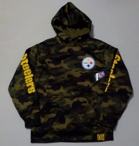 PITTSBURGH STEELERS POLYESTER HOODED SWEATSHIRT HOODIE YOUTH M L XL CAMO NWT - Picture 1 of 2
