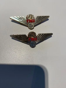 Vintage TWA AIRLINES Flight Crew PILOT WINGS Lot Of 2 Stoffel Seals VG ! - Picture 1 of 3