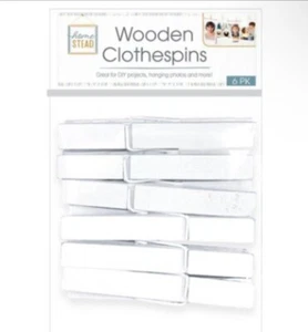 Evriholder 6-Pack 3" White Wooden Clothespins For DIY Projects BUY MORE & SAVE $ - Picture 1 of 3