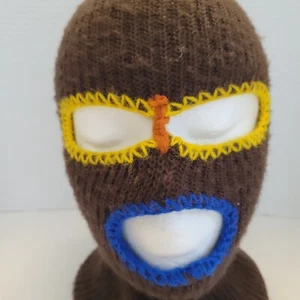 Vintage Skimaske Beanie Apres Retro Ski Kopfbedeckung Schneemütze braun 70er 80er braun - Bild 1 von 7