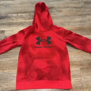 Under Armour Size 7 Boys Red Front Pocket Fleece Lined Athletic Hoodie 090 - Picture 1 of 8