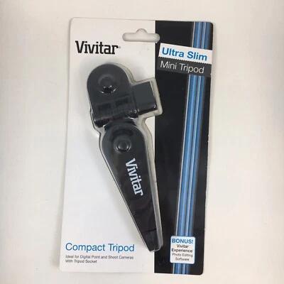 Vivitar Compact Tripod Ultra Slim Mini Black Extends to 3" Travel Digital Camera - Image 1 of 4