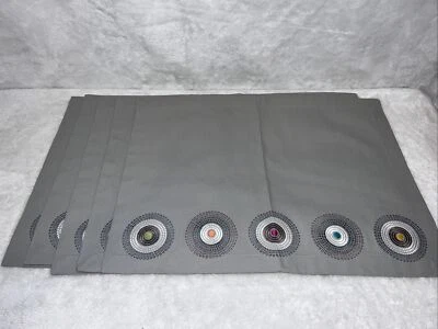 Crate And Barrel Nova Placemat Gray W/Circles 14x19 Embroidered Mint Condition! - Image 1 of 4