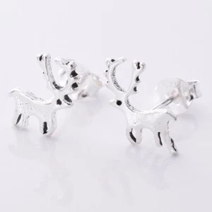 Brand New 925 Sterling Silver Reindeer Earrings - Picture 1 of 2