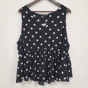 Torrid Womens Polka Dot Sleeveless Peplum Top Size 3X Black Sheer V Neck NWT - Picture 1 of 11