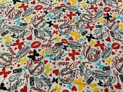 Timeless Treasures Cotton Fabric By Fat Quarter Paris Je Taime Eiffel For Masks - Image 1 of 3