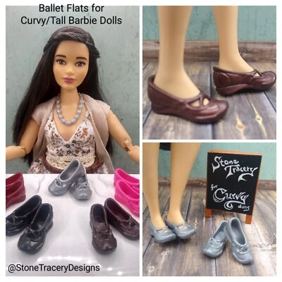 Ballet Flats in Unique Colors for Curvy/Tall Barbie Dolls with Flat or MTM Feet - Image 1 of 4