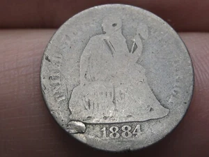 1884 S Seated Liberty Silver Dime- San Francisco, About Good Details - Picture 1 of 3
