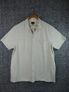 J. Crew Men's Cotton Button Down Short Sleev Shirt Double Brest Pocket XXL Ivory - Picture 1 of 13