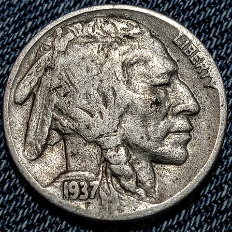 1937-d Buffalo nickel DDO - Error Cover