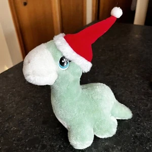 1987 Applause Baby Dinosaur In Santa Hat Plush Stuffed Animal Korea - Picture 1 of 7