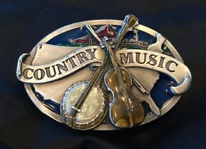 “Country Music” Pewter/Enamel Belt Buckle