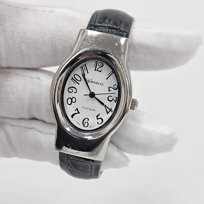 Reloj Geneva Platino Mujer Tono Plata Corazón Pulsera Abierta Batería Nueva 8126 Foto 1 de 4