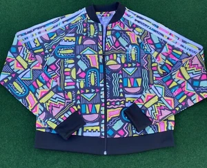 Adidas Girl's Full Zip Track Jacket, Multicolored Size XL 14-15Y Geometric Print - Picture 1 of 10