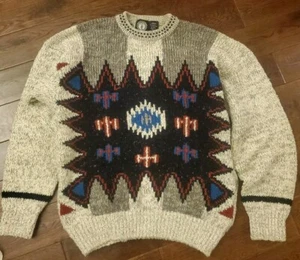 SWEET LOOKING VINTAGE 80'S HANG TEN ACRYLIC KNITTED SWEATER MEN'S SIZE LARGE - Picture 1 of 6