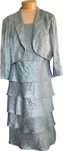 R&M Richards Women's Formal Tiered Dress Size 24W Blue Sleeveless Evening Wear - Picture 1 of 15