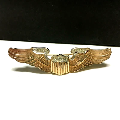 RARE!  Vintage Signed REJA Sterling FLIGHT WINGS Brooch Rhinestones L56m - Image 1 of 4