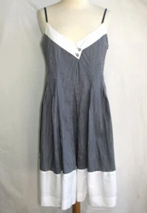 Crea Concept - short Dress A Fittings Cotton & Linen Blue & White T 40 - TB Mint - Picture 1 of 5