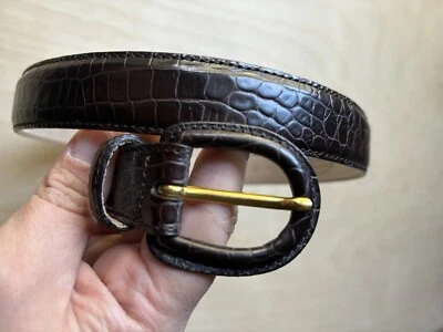 Cinturón Vintage Talbots Cuero Genuino Italiano Caimán Texturizado Marrón, 25-29" S Foto 1 de 4