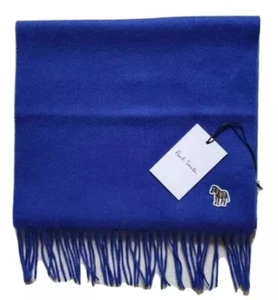 PAUL SMITH Scarf Zebra Royal Blue Pure Lambswool Made in UK - Picture 1 of 11