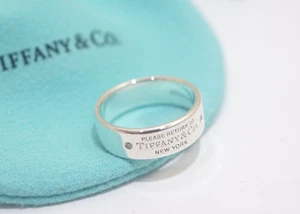 Tiffany & Co. Sterling Silver Return to 2P Diamond Band Ring Size 7" - Picture 1 of 6