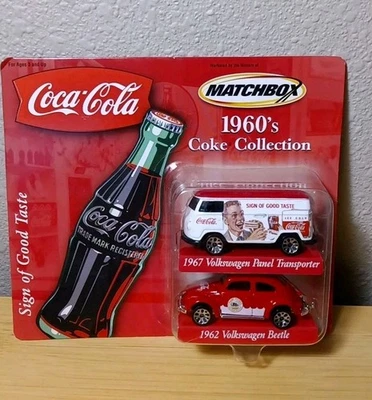Matchbox 1960's Coke Collection 1967 VW Panel Transporter & 1962 VW Beetle Matel - Image 1 of 4