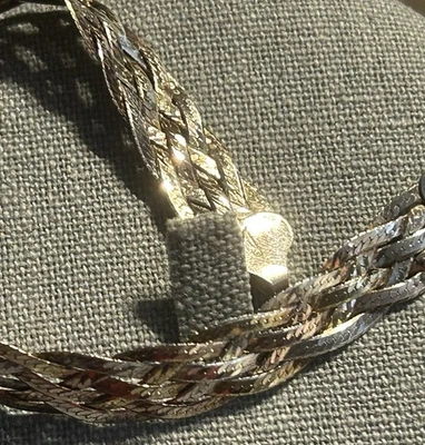 Diadema 纯银 925 & GP 三色编织人字形手链 — 第 1/4 张图片