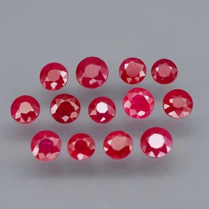 Round 4.2 to 5.2mm.Natural Top Red Normal Heated Ruby Myanmar 13Pcs/7.30Ct. - Picture 1 of 6
