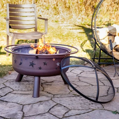 30 in Cosmic Steel Fire Pit with Spark Screen, Poker, and Grate by Sunnydaze - Image 1 of 4