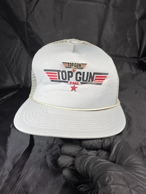 Vintage Top Gun Tom Cruise FMC Mesh Snapback Trucker Hat Gray w/ Pin - Image 1 of 4