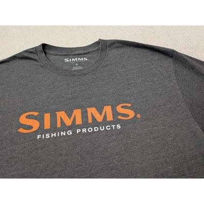 SIMMS Fishing Products Charcoal Gray T Shirt Mens XL Cotton Polyester Logo Tee - Image 1 of 4