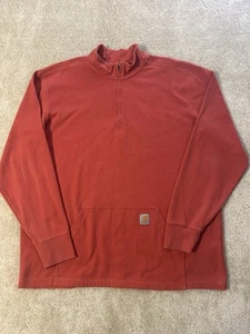 Carhartt Quarter Zip Mens XXL Orange Relaxed Fit Pockets Workwear Pullover - Picture 1 of 12