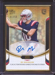 2024 TOPPS NOW CAMPAIGN DRAKE MAYE #14-A GOLD FRAMED AUTO AUTOGRAPH 1/50! - Picture 1 of 2