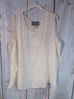 NUEVO CON ETIQUETAS BOB MACKIE 2X / 1X Funciona Pequeño 100% Seda Camiseta sin Mangas Marfil Foto 1 de 4