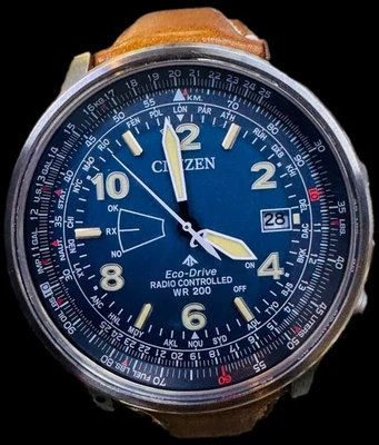 Citizen Eco-Drive Radio 42mm Silver Stainless Steel Case with Brown Leather... - Image 1 of 4