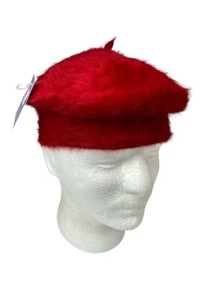 Tany Hat's Co. Red Angora Beret 38516S One Size Stretchy 9.5" in Diameter - Image 1 of 4