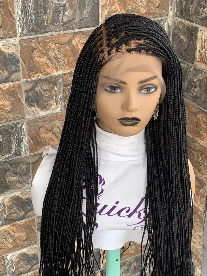 Peruca trançada pequena sem nós caixa tranças de renda completa peruca senegalesa - Imagem 1 de 4