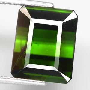 7.04Ct. Natural Gemstone Tourmaline Green Emerald Cut Big Mozambique Ravishing! - Picture 1 of 7
