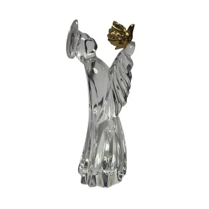 Vintage Gorham Full Lead Crystal Glass Nativity Angel Golden Dove Figurine W/Box - Picture 1 of 10