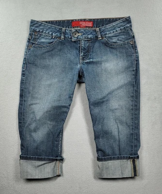 Jeans Guess para mujer 31 azul capri tiro bajo lavado medio puño elástico denim Foto 1 de 4