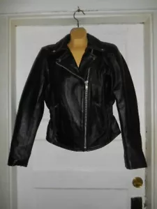 XELEMENT BY USA LEATHER LADIES BLACK MOTORCYCLE BIKER JACKET SIZE M EUC - Picture 1 of 11