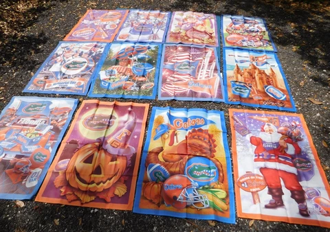 University Florida UF Gators TWELVE 12 Seasonal Garden Flags Yard Banner + Bonus Cover
