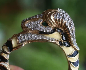 Vintage: *K.J.L.*: RARA PULSERA CON BISAGRAS ESMALTADA CABEZA DE CABALLO LLENA DE CRISTAL X CN - Imagen 1 de 14