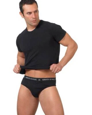 Armata Di Mare Completo Da Uomo In Cotone Manica Corta Girocollo E Slip - Immagine 1 di 3