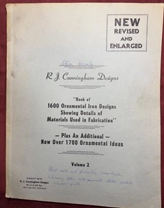 Vintage R. J. Cunningham Designs Book Of 1600 Ornamental Iron Designs 1969 Vol 2 - Foto 1 di 12