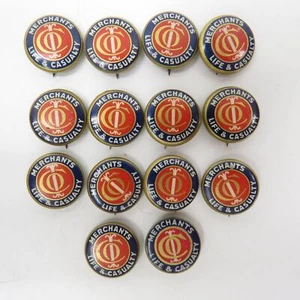 Merchants Life and Casualty 1/2" Pinback Botones Lote de 14 De Colección - Imagen 1 de 2